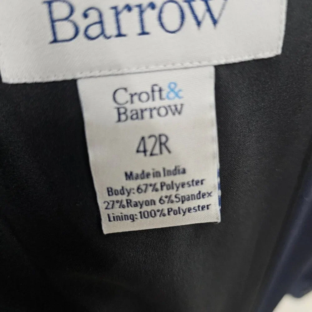 Croft & Barrow 42R Navy Solid 2-Button Sport Coat Blazer Jacket T653